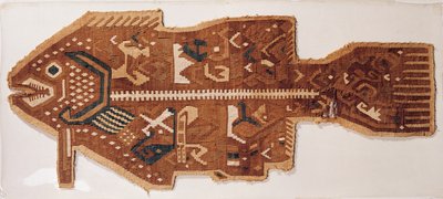 Uldspaltetæppe af en fisk (tekstil) af Peruvian School