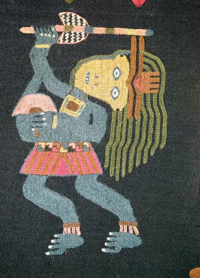 Vævet ulddanserinde med stafet, Paracas stamme (tekstil) (se også 231826) af Peruvian School
