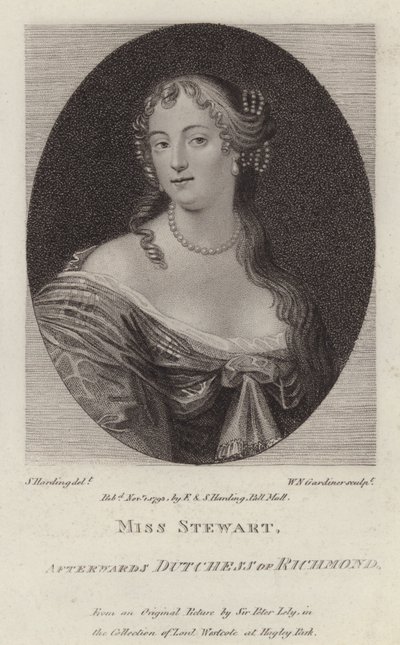 Frances Stewart, hertuginde af Richmond (gravering) af Peter (after) Lely