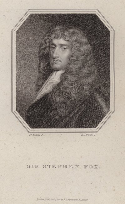 Sir Stephen Fox, engelsk politiker (gravering) af Peter (after) Lely