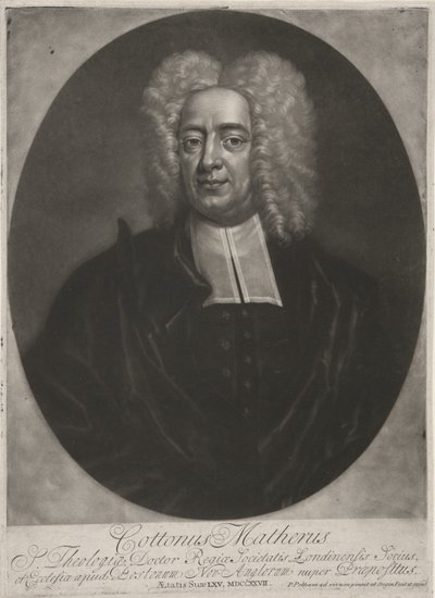 Cotton Mather, pub. 1728 (gravering) af Peter (after) Pelham