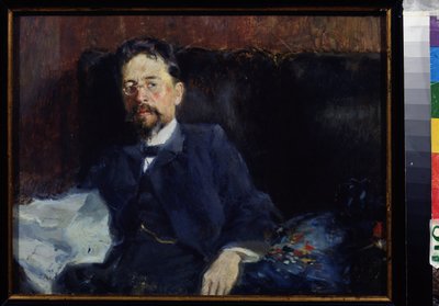 Portræt af forfatteren Anton Chekhov (1860-1904) (Portræt af forfatteren A. Chekhov). Maleri af Pyotr Alexandrovich Nilus (Pierre Nilous) (Nilouss) (1869-1940/1943), olie på lærred af Peter Alexandrovich Nilus
