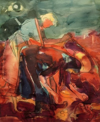kartoffelhøst af Peter August Böckstiegel