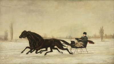 David Marsh i Horse-Drawn Sleigh in a Winter Landscape, 1880 af Peter B. West