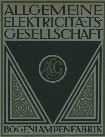 Titelside på en AEG-produktbrochure af Peter Behrens