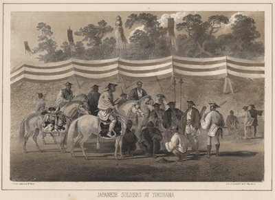 Japanske soldater ved Yokuhama, litho af Sarony und Co., 1855 (chromolitho) af Peter Bernhard Wilhelm Heine