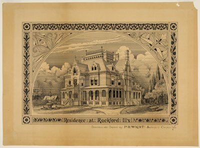 N. C. Thompson House, Rockford, Illinois, Perspective af Peter Bonnett Wight