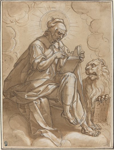 Sankt Markus evangelisten af Peter Candid after Heinrich Aldegrever after Georg Pencz