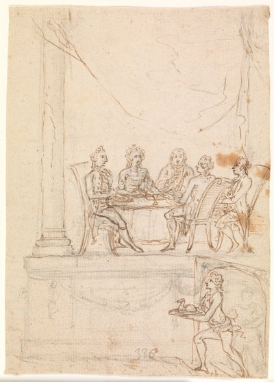Kongefamilien ved et taffel på Hirschholm Slot 29. september 1771 af Peter Cramer