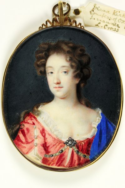 Diana Kirke, grevinde af Oxford (akvarel på vellum) af Peter Cross