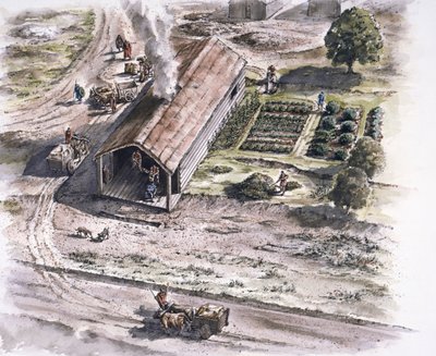 Industribygning, Ribchester Roman Fort, Lancashire, 2. århundrede, 1996 af Peter Dunn