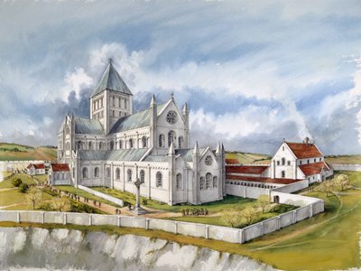 Den gamle Sarum-katedral, c1150, c1990-2010 af Peter Dunn