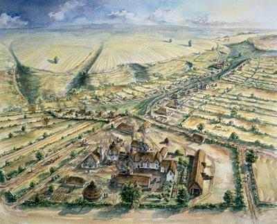 Wharram Percy Medieval Village, slutningen af det 12. århundrede, c1990-2010 af Peter Dunn