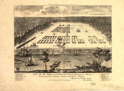 En udsigt over Savannah, som den så ud den 29. marts 1734. LOC 97683565 af Peter Gordon