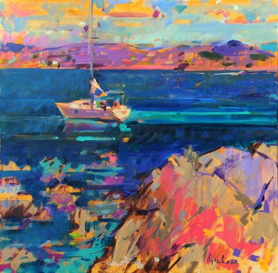 Ved Anchor, St. Tropez Coast af Peter Graham (Contemporary)