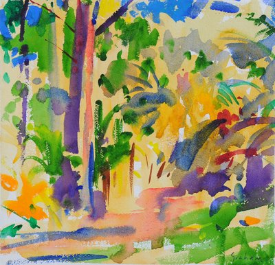 Maui Rainforest, 2023 (akvarel) af Peter Graham
