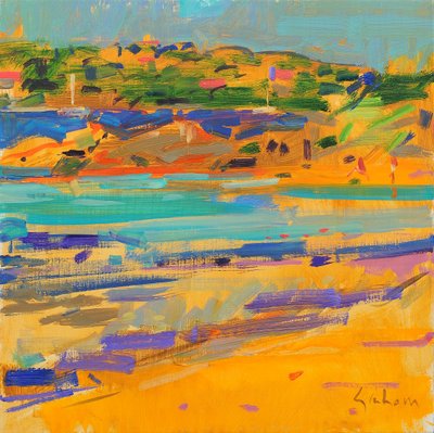 Den franske riviera, 2021 (olie på lærred) af Peter Graham