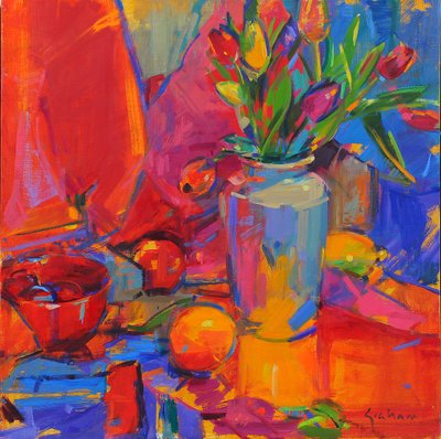 Tulip Odyssey, 2024 (olie på lærred) af Peter Graham