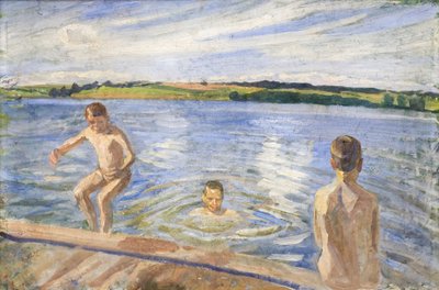 Drenge bader af Peter Hansen