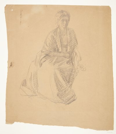 Kunstnerens hustru (Fru Elise P. H.) siddende. Studie til maleriet: Faaborgmuseets Indvielse (1910-11) af Peter Hansen