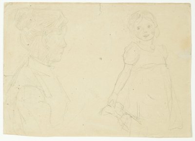 Studie af kunstneren hustru og datter af Peter Hansen