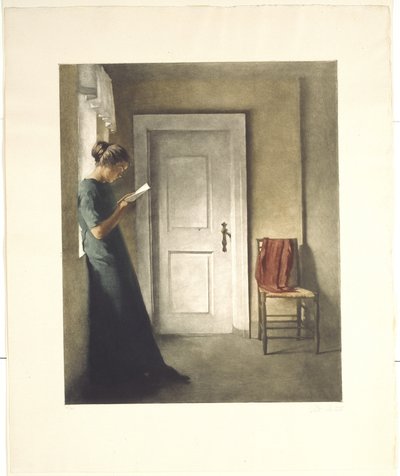 Interiør med rødt sjal af Peter Vilhelm Ilsted