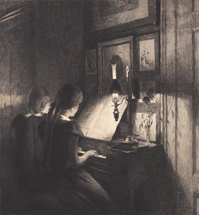 To småpiger ved et klaver af Peter Vilhelm Ilsted