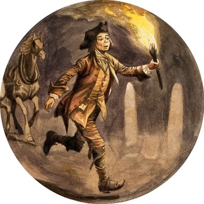 Dreng løber foran vogn med fakkel af Peter Jackson