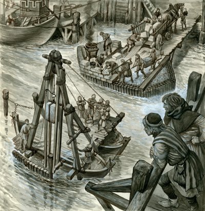 Bygning af Old London Bridge af Peter Jackson