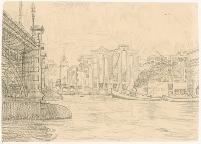 Udbrændte varehuse ved Blackfriars Bridge 1941 af Peter Jackson
