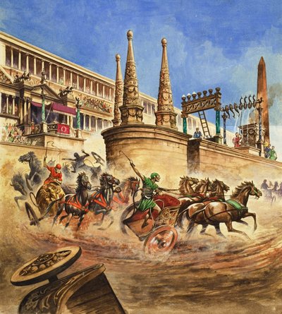 Chariot Race (gouache på papir) af Peter Jackson