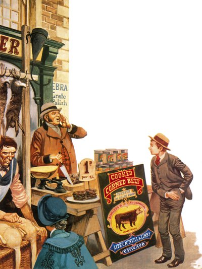 Corned beef blev solgt i England i 1870 af Peter Jackson