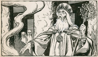 Druider (blæk på papir) af Peter Jackson