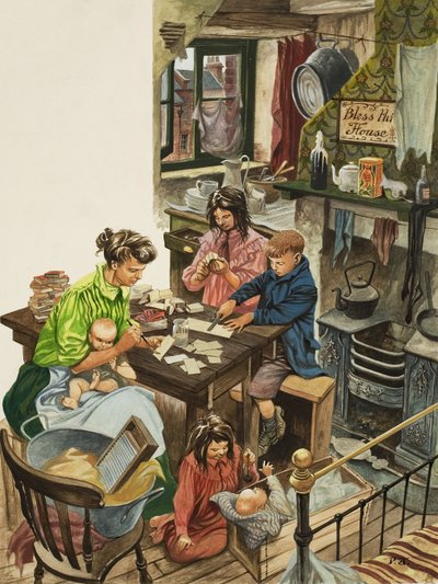 Making Matchboxes (gouache på papir) af Peter Jackson
