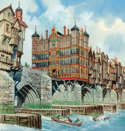 Old London Bridge (gouache på papir) af Peter Jackson