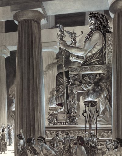 Statue af Zeus i Olympia af Peter Jackson