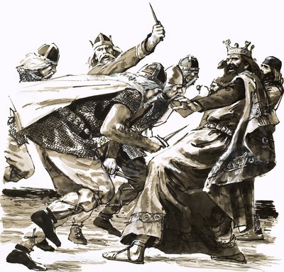 Kong Vortigerns død, illustration fra 