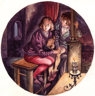 Prinserne i tårnet (gouache på papir) af Peter Jackson