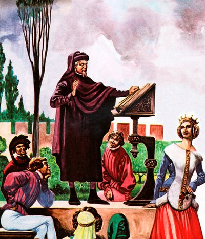 Digteren Chaucer læser ved hoffet af Peter Jackson