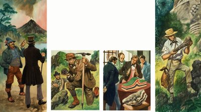 Uidentificeret sekvens af illustrationer, der viser geologisk udforskning af Peter Jackson