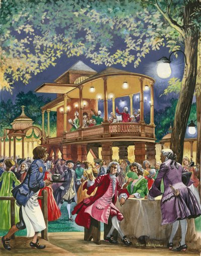 Vauxhall Pleasure Gardens omkring 1750 af Peter Jackson
