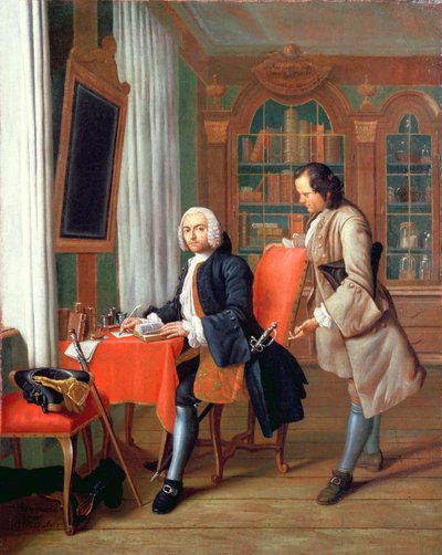 To herrer i et bibliotek af Peter Jacob Horemans