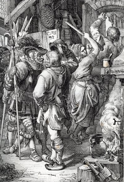 Gustave I Vasas (eller Gustav Vasas) flugt (1496-1560) (fremtidig konge af Sverige) forklædt som en bonde for at flygte fra Danmark af Peter Johann Nepomuck Geiger
