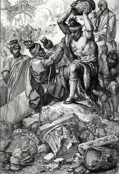 Posen fra Rom (Italien), i 410, taget fra byen og plyndret af vestgoterne ledet af Alarik (370-410) (Rom plyndret af vestgoterne ledet af Alarik I i 410, under kejser Honorius