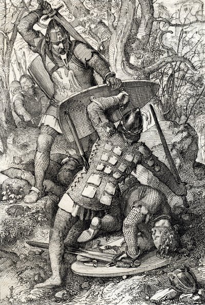 Døden af Ernest II af Schwaben (1010-1030) i en kamp mod eveque af Konstanz, Tyskland (Døden af Ernest II, hertug af Schwaben i Konstanz, Tyskland af Peter Johann Nepomuck Geiger