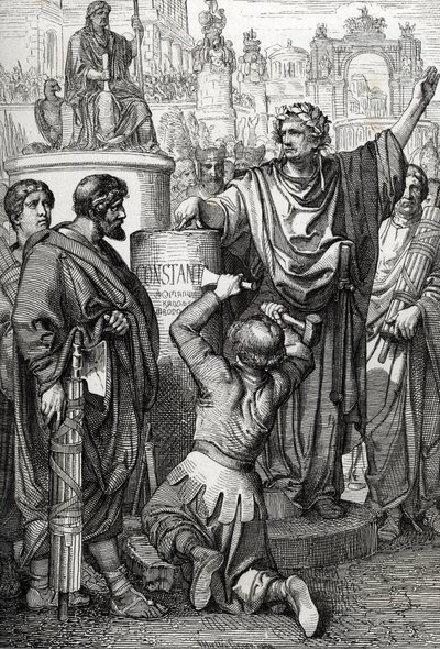Grundlæggelsen af Konstantinopel af kejser Konstantinopel den store, der overførte den imperiale hovedstad til Byzans, som han omdøbte til Konstantinopel af Peter Johann Nepomuck Geiger