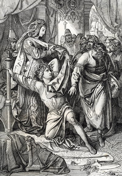 Den poetiske konkurrence på slottet Wartburg i Tyskland i 1207: Minnesangerne konkurrerer i poetiske spil, troubaduren Henri d