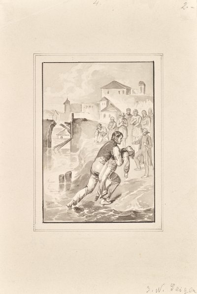 Bjærgning af en druknet dreng af Peter Johann Nepomuk Geiger