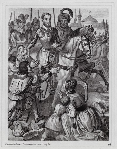 Karl V frigiver kristne slaver fra Tunis af Peter Johann Nepomuk Geiger