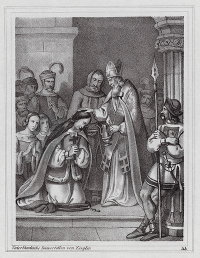 Cyril og Methodius, byzantinske kristne missionærer, 9. århundrede (kobberstik) af Peter Johann Nepomuk Geiger